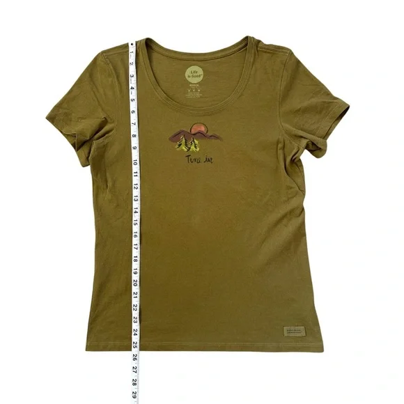 Life Is Good Women’s Olive Tune In Mountain Graphic T-Shirt - Medium - Picture 6 of 7